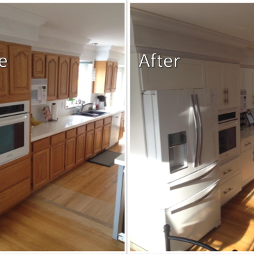 Before and after cabinet refacing